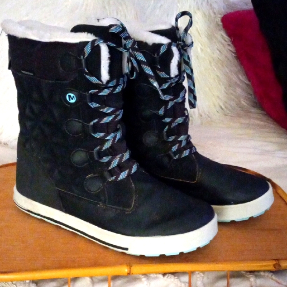 Merrell Black Winter Snow Boots Size 6M - Picture 1 of 8